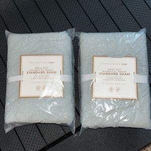 Pottery Barn Swiss Dot Whimsical Waves. Includes a set of 2 NWT Standard Shams